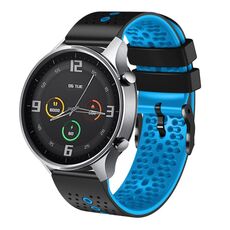 Per Xiaomi MI Watch Color 22mm Cinturino in silicone bicolore traforato (nero + blu)