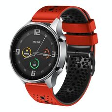 Per Xiaomi MI Watch Color 22mm Cinturino in silicone bicolore traforato (rosso + nero)