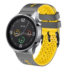 Per Xiaomi MI Watch Color 22mm Cinturino in silicone bicolore traforato (grigio + giallo)