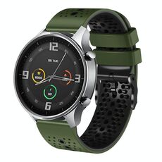 Per Xiaomi MI Watch Color 22mm Cinturino in silicone bicolore traforato (verde militare + nero)