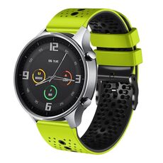 Per Xiaomi MI Watch Color 22mm Cinturino in silicone bicolore traforato (lime + nero)