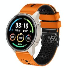 Per Xiaomi MI Watch Sport Cinturino in silicone bicolore traforato da 22 mm (arancione + nero)