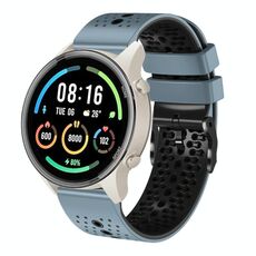 Per Xiaomi MI Watch Sport Cinturino in silicone bicolore traforato da 22 mm (blu + nero)