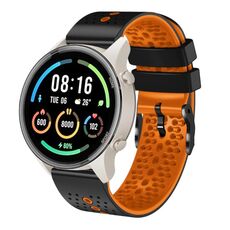 Per Xiaomi MI Watch Sport Cinturino in silicone bicolore traforato da 22 mm (nero + arancione)