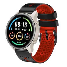 Per Xiaomi MI Watch Sport Cinturino in silicone bicolore traforato da 22 mm (nero + rosso)