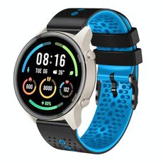 Per Xiaomi MI Watch Sport Cinturino in silicone bicolore traforato da 22 mm (nero + blu)