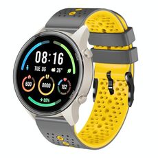 Per Xiaomi MI Watch Sport Cinturino in silicone bicolore traforato da 22 mm (grigio + giallo)
