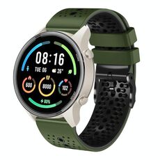 Per Xiaomi MI Watch Sport Cinturino in silicone bicolore traforato da 22 mm (verde militare + nero)