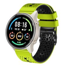 Per Xiaomi MI Watch Sport Cinturino in silicone bicolore traforato da 22 mm (lime + nero)