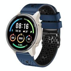 Per Xiaomi MI Watch Sport Cinturino in silicone bicolore traforato da 22 mm (blu notte + nero)