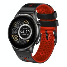 Per Xiaomi Haylou RT2 LS10 Cinturino in silicone bicolore traforato da 22 mm (nero + rosso)