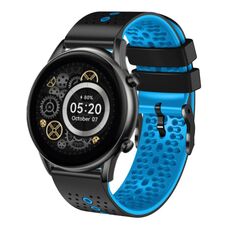 Per Xiaomi Haylou RT2 LS10 Cinturino in silicone bicolore traforato da 22 mm (nero + blu)