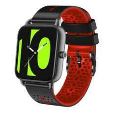 Per Xiaomi Haylou RS4 LS12 Cinturino in silicone bicolore traforato da 22 mm (nero + rosso)