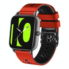 Per Xiaomi Haylou RS4 LS12 Cinturino in silicone bicolore traforato da 22 mm (rosso + nero)
