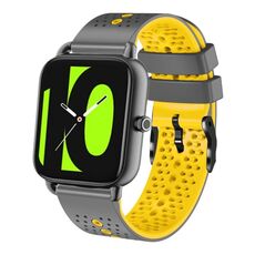 Per Xiaomi Haylou RS4 LS12 Cinturino in silicone bicolore traforato da 22 mm (grigio + giallo)