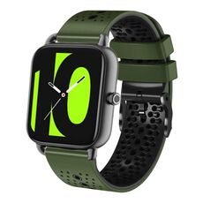 Per Xiaomi Haylou RS4 LS12 Cinturino in silicone bicolore traforato da 22 mm (verde militare + nero)