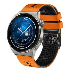 Per Huawei Watch GT3 Pro 46mm 22mm Cinturino in silicone bicolore traforato (arancione + nero)