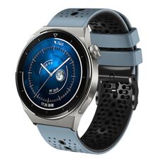 Per Huawei Watch GT3 Pro 46mm 22mm Cinturino in silicone bicolore perforato (blu + grigio)