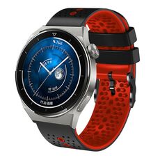 Per Huawei Watch GT3 Pro 46mm 22mm Cinturino in silicone bicolore traforato (nero + rosso)