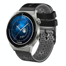 Per Huawei Watch GT3 Pro 46mm 22mm Cinturino in silicone bicolore traforato (nero + grigio)
