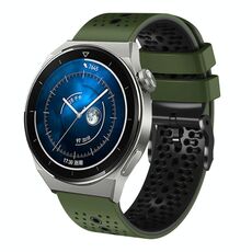 Per Huawei Watch GT3 Pro 46mm 22mm Cinturino in silicone bicolore traforato (verde militare + nero)