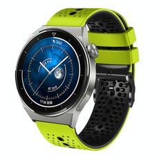 Per Huawei Watch GT3 Pro 46mm 22mm Cinturino in silicone bicolore traforato (lime + nero)