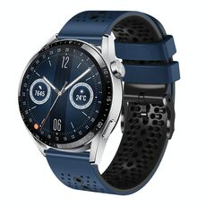 Per Huawei Watch GT3 46mm 22mm Cinturino in silicone bicolore traforato (blu notte + nero)