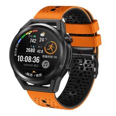 Per Huawei Watch GT Runner 22mm Cinturino in silicone bicolore traforato (arancione + nero)