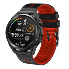 Per Huawei Watch GT Runner 22mm Cinturino in silicone bicolore traforato (nero + rosso)