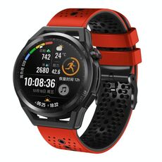Per Huawei Watch GT Runner 22mm Cinturino in silicone bicolore traforato (rosso + nero)