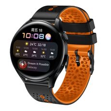 Per Huawei Watch 3 Cinturino in silicone bicolore traforato da 22 mm (nero + arancione)