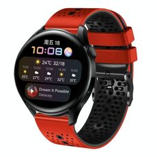Per Huawei Watch 3 Cinturino in silicone bicolore traforato da 22 mm (rosso + nero)