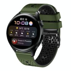 Per Huawei Watch 3 Cinturino in silicone bicolore traforato da 22 mm (verde militare + nero)