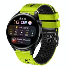 Per Huawei Watch 3 Cinturino in silicone bicolore perforato da 22 mm (lime + nero)