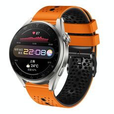 Per Huawei Watch 3 Pro Cinturino in silicone bicolore traforato da 22 mm (arancione + nero)
