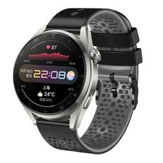 Per Huawei Watch 3 Pro Cinturino in silicone bicolore traforato da 22 mm (nero + grigio)