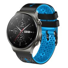 Per Huawei GT2 Pro cinturino in silicone bicolore traforato da 22 mm (nero + blu)