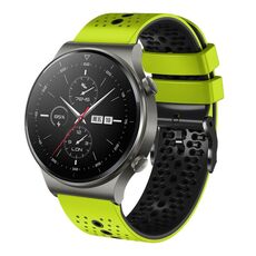 Per Huawei GT2 Pro cinturino in silicone bicolore traforato da 22 mm (lime + nero)