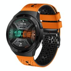 Per Huawei Watch GT 2E Cinturino in silicone bicolore traforato da 22 mm (arancione + nero)