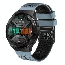 Per Huawei Watch GT 2E Cinturino in silicone bicolore traforato da 22 mm (blu + grigio)