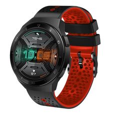Per Huawei Watch GT 2E Cinturino in silicone bicolore traforato da 22 mm (nero + rosso)