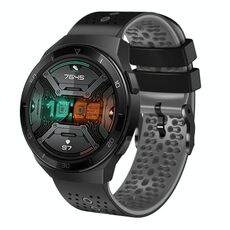 Per Huawei Watch GT 2E Cinturino in silicone bicolore perforato da 22 mm (nero + grigio)