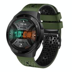 Per Huawei Watch GT 2E Cinturino in silicone bicolore traforato da 22 mm (verde militare + nero)