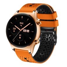 For Honor Watch GS 3 Cinturino in silicone bicolore traforato da 22 mm (arancione + nero)
