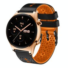 For Honor Watch GS 3 Cinturino in silicone bicolore traforato da 22 mm (nero + arancione)