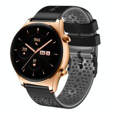 For Honor Watch GS 3 Cinturino in silicone bicolore traforato da 22 mm (nero + grigio)