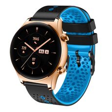 For Honor Watch GS 3 Cinturino in silicone bicolore traforato da 22 mm (nero + blu)