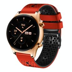 For Honor Watch GS 3 Cinturino in silicone bicolore traforato da 22 mm (rosso + nero)