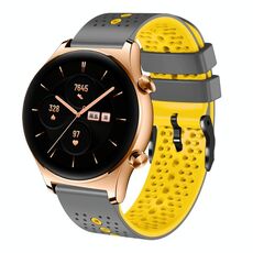 For Honor Watch GS 3 Cinturino in silicone bicolore traforato da 22 mm (grigio + giallo)