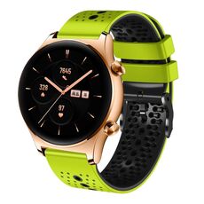 For Honor Watch GS 3 Cinturino in silicone bicolore traforato da 22 mm (lime + nero)